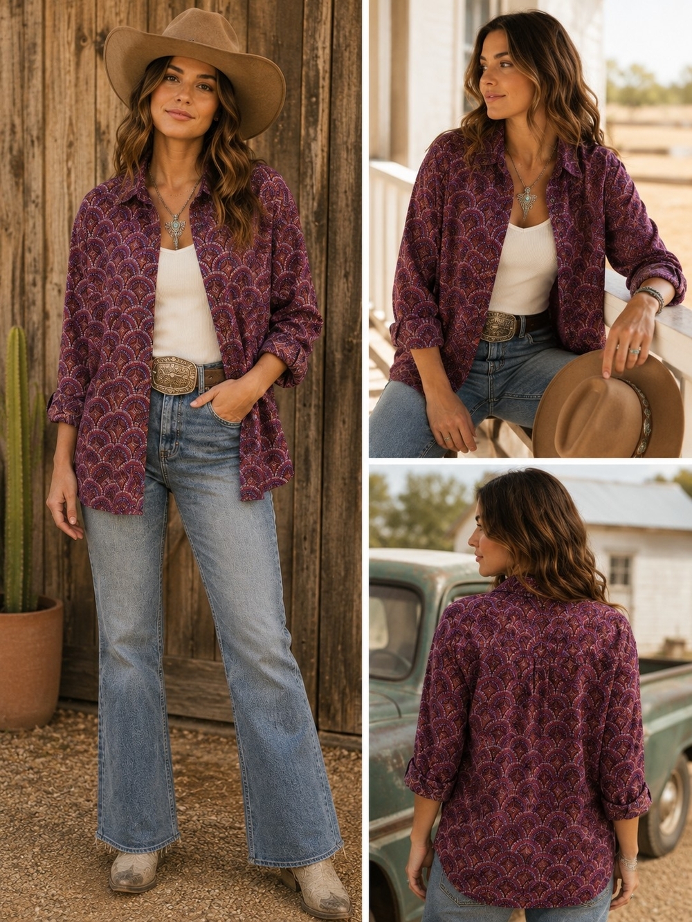 Duluth Trading Co Purple Printed Button-Down Shirt